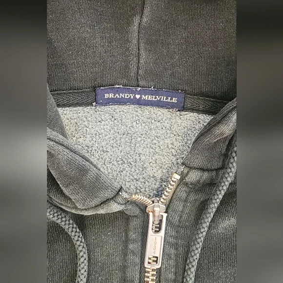 Brandy Melville Faded Green Zip-Up Hoodie - Picture 2 of 2